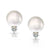 Pearl Stud Earrings Diamond Accent Set 14k White Gold 5mm