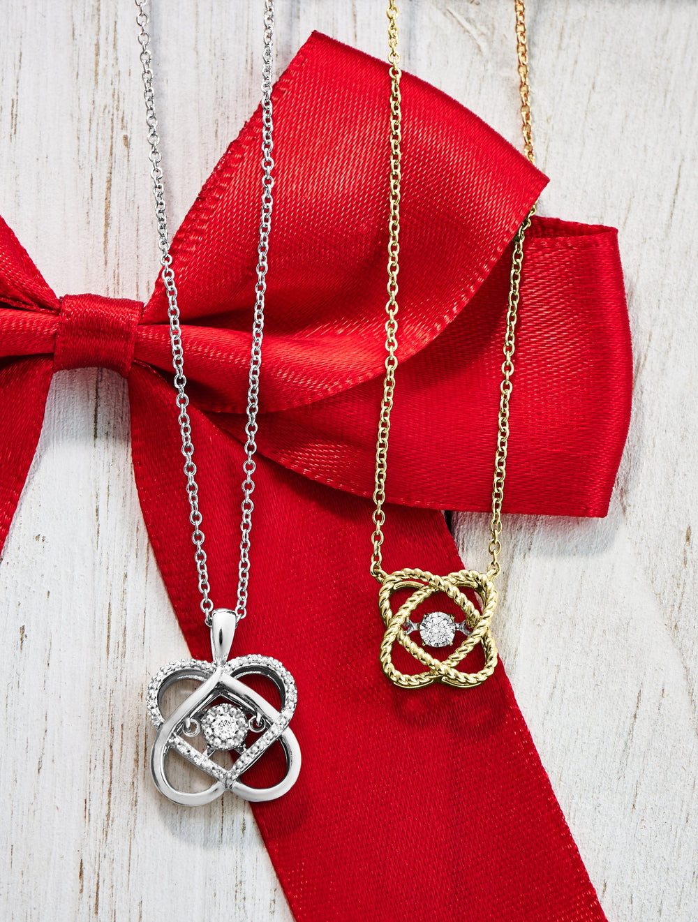 Necklace - 10K Yellow Gold 1/20cttw Diamond Love's Crossing Rhythm Of Love Necklace