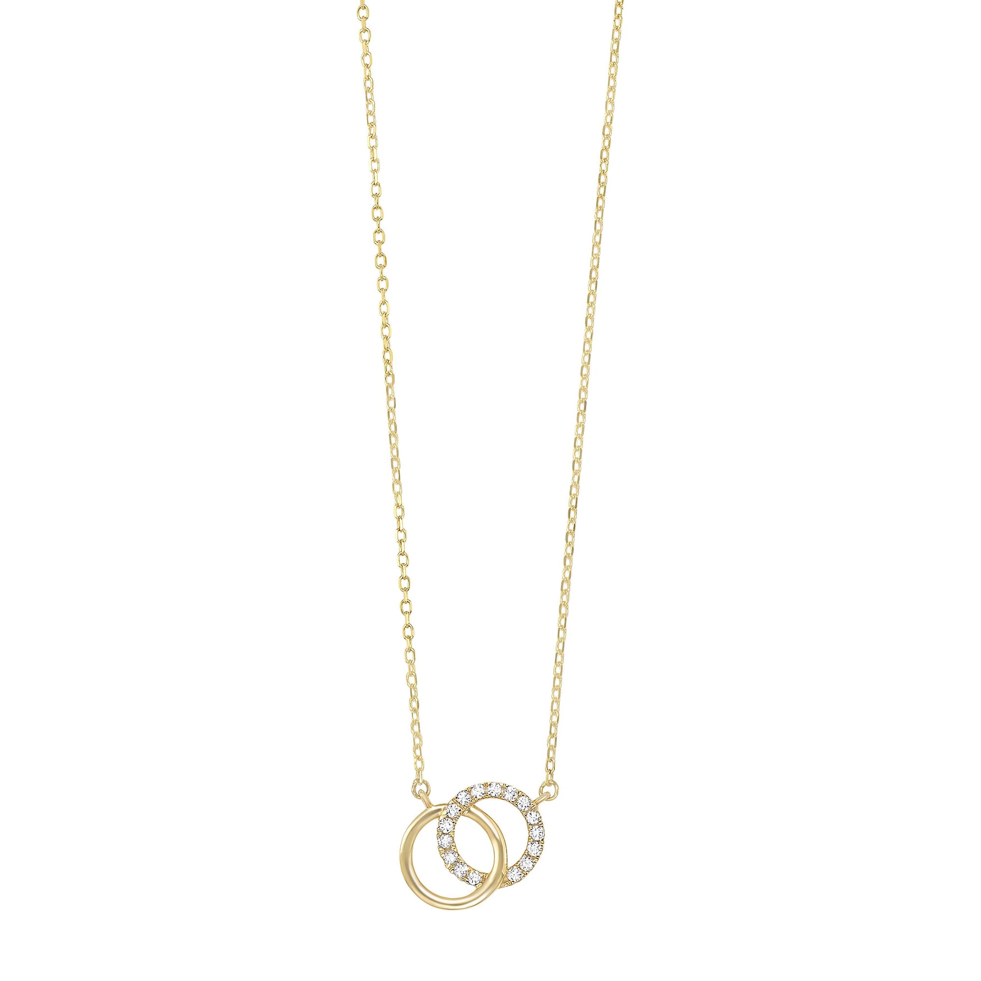 925 Sterling Silver Double Loop Diamond Pendant Necklace - Diamond & Design