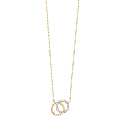 Necklace - 14K Yellow Gold Double Circle Diamond Necklace