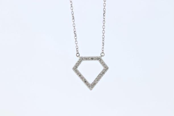 NECKLACES - 10K White Gold .10cttw Diamond Shaped Pendant Necklace
