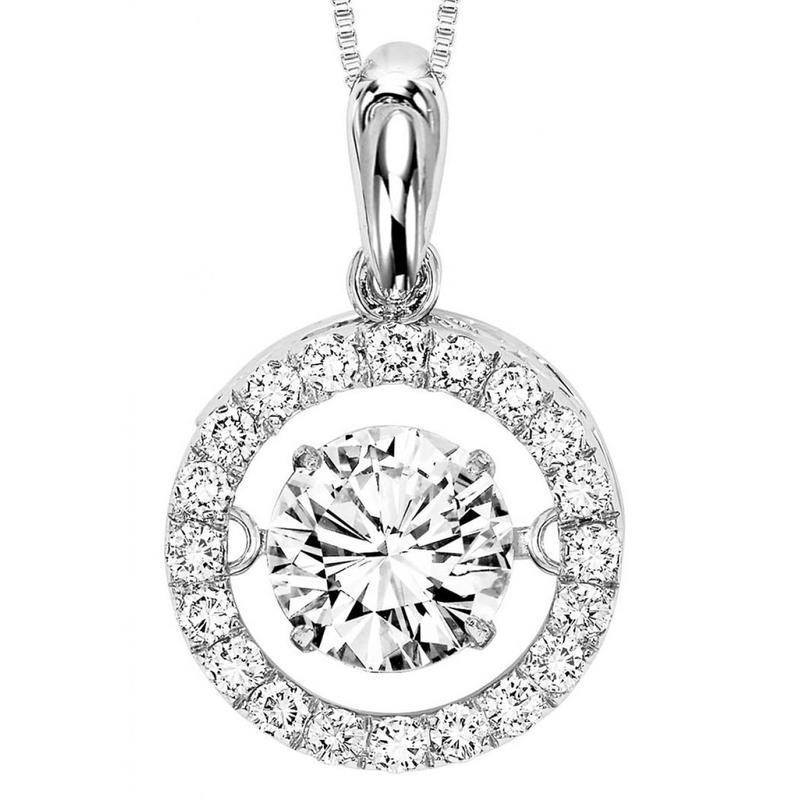 NECKLACES - 14K 1/2cttw Rhythm Of Love Round Halo Diamond Necklace