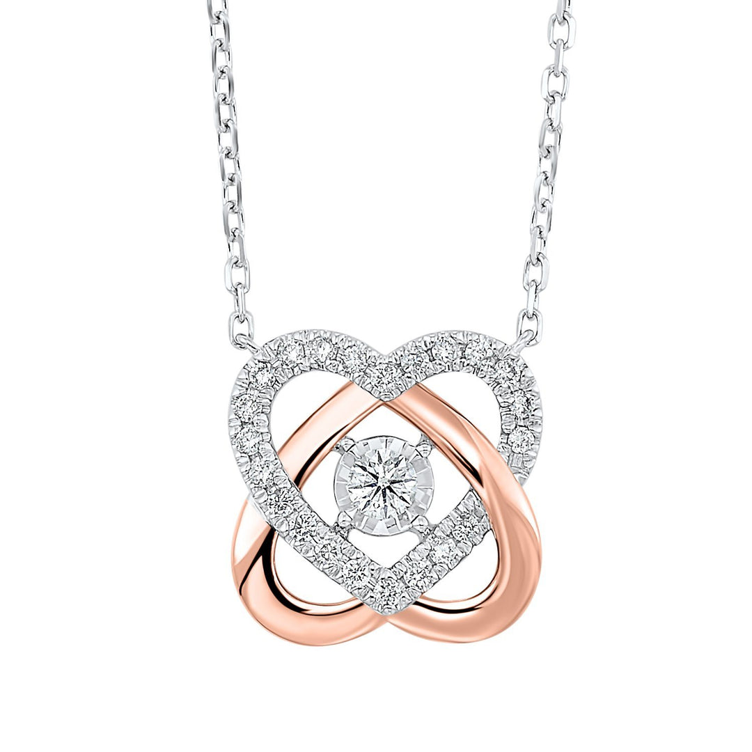 2-Tone Love's Crossing Diamond Necklace 1/3 Cttw 14k Gold