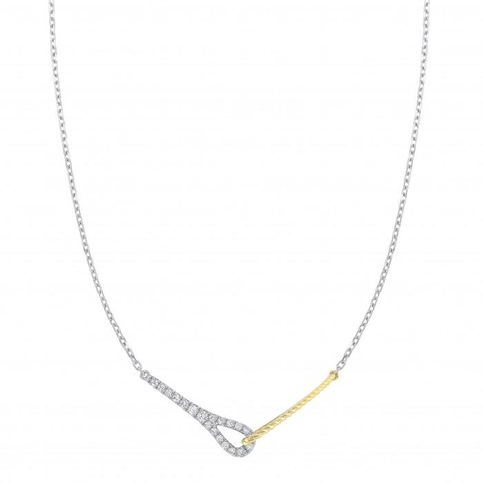2-Tone Love's Crossing Diamond Necklace 1/3 Cttw 14K Gold