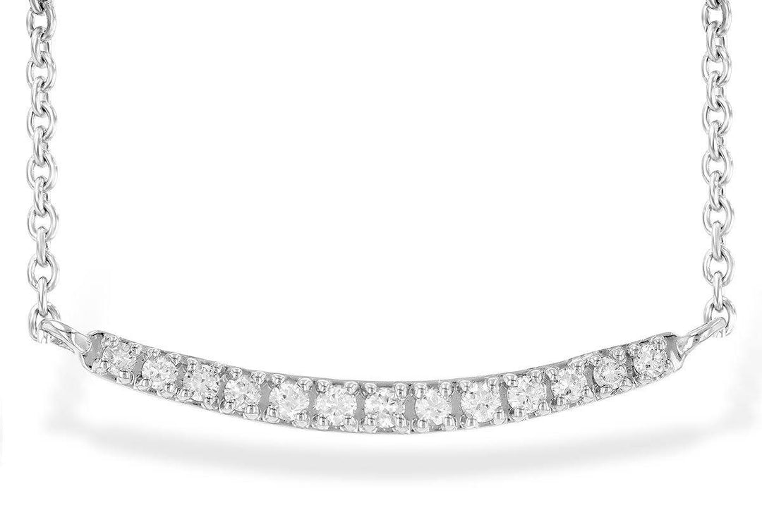 NECKLACES - 14K White Gold 1/10cttw Curved Diamond Bar Necklace