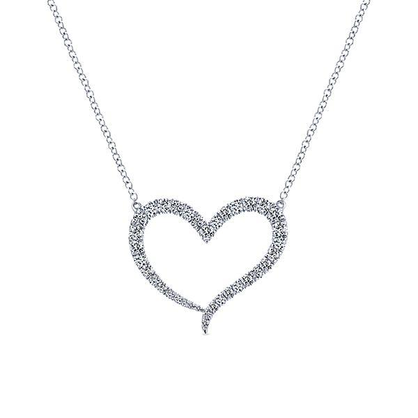 NECKLACES - 14K White Gold 1/2cttw Diamond Heart Necklace