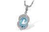 NECKLACES - 14K White Gold 1.40ct Oval Aquamarine & Diamond Necklace