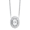 Oval Diamond Halo Cluster Necklace 1/4 Cttw 14K White Gold