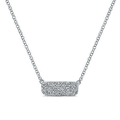 Pave Diamond Bar Necklace 1/5 Cttw 14K White Gold