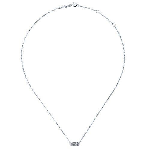 Pave Diamond Bar Necklace 1/5 Cttw 14K White Gold
