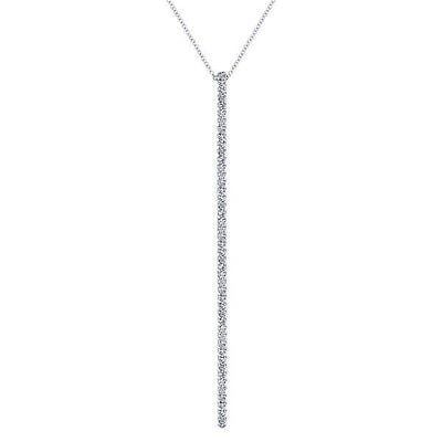 NECKLACES - 14K White Gold 1cttw Vertical Bar Diamond Necklace