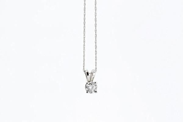 NECKLACES - 14K White Gold .33ct Diamond Solitaire Pendant Necklace