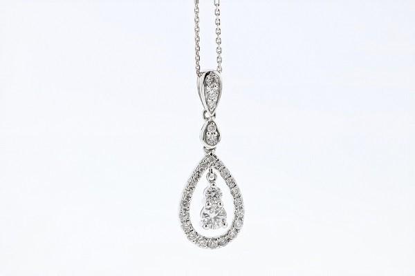 NECKLACES - 14K White Gold .47cttw Round Diamond Dangle Pendant