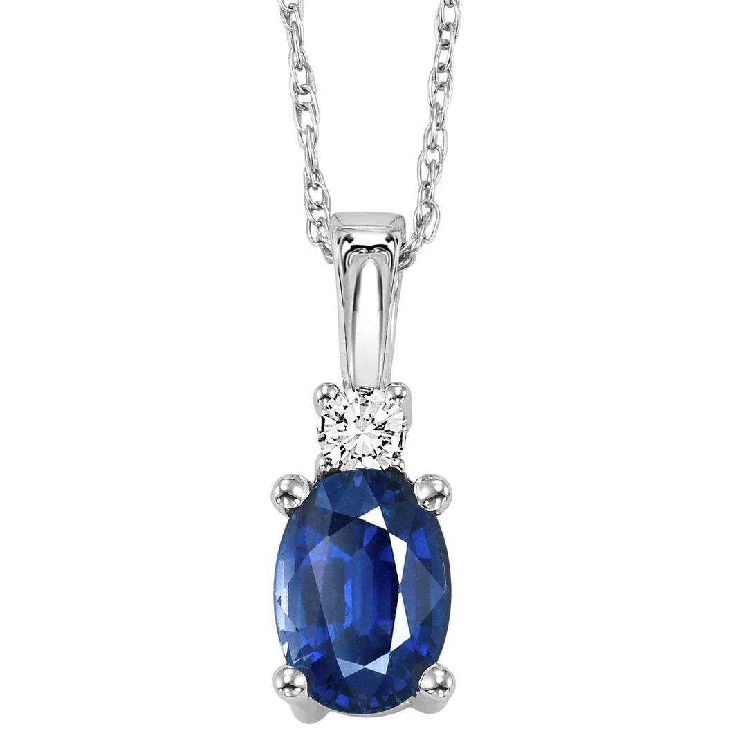 NECKLACES - 14K White Gold 5/8cttw Sapphire & Diamond Necklace