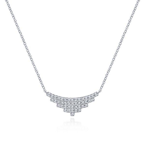 NECKLACES - 14K White Gold 5 Row Layered Diamond Bar Necklace