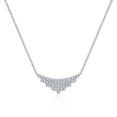 NECKLACES - 14K White Gold 5 Row Layered Diamond Bar Necklace