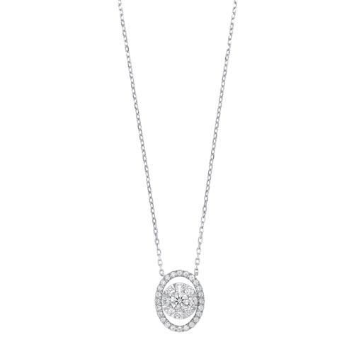 NECKLACES - 14K White Gold .50cttw Diamond Oval Cluster Pendant