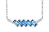 NECKLACES - 14K White Gold .75ct Emerald Cut London Blue Topaz & Diamond Diagonal Bar Necklace