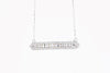 NECKLACES - 14K White Gold .87cttw Round And Baguette Diamond Bar Necklace
