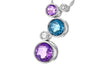 Blue Topaz, Amethyst Diamond Bubble Necklace 14K White Gold