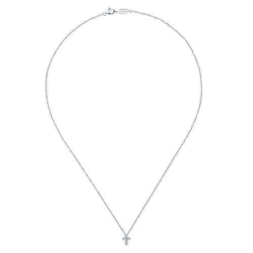 Classic Cross Necklace 1/2 Ct 14K White Gold