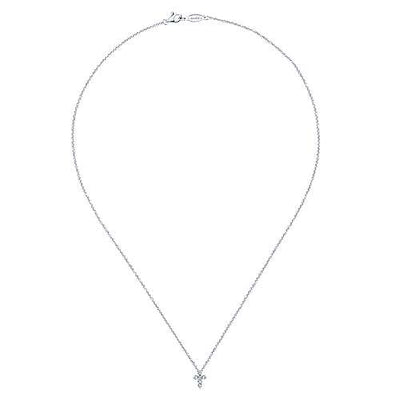 Classic Cross Necklace 1/2 Ct 14K White Gold