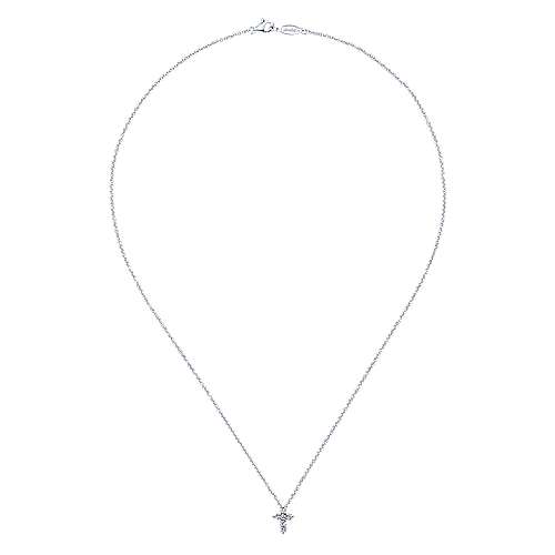 Classic Cross Necklace 1/5 Ct 14K White Gold
