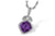 Cushion Cut Amethyst And Diamond Necklace 14K White Gold