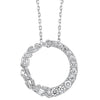 NECKLACES - 14k White Gold Diamond Circle Pendant .38cttw With Baguettes And Round Diamonds