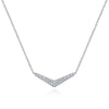 NECKLACES - 14K White Gold Double Row V Shaped Pave Diamond Bar Necklace