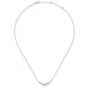 NECKLACES - 14K White Gold Double Row V Shaped Pave Diamond Bar Necklace