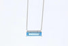 NECKLACES - 14K White Gold Elongated Emerald Cut Blue Topaz Diamond Necklace