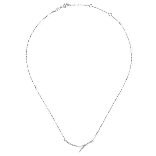 NECKLACES - 14K White Gold Flared Diamond Bar Necklace