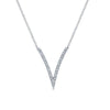 NECKLACES - 14K White Gold Long V Pave Diamond Necklace