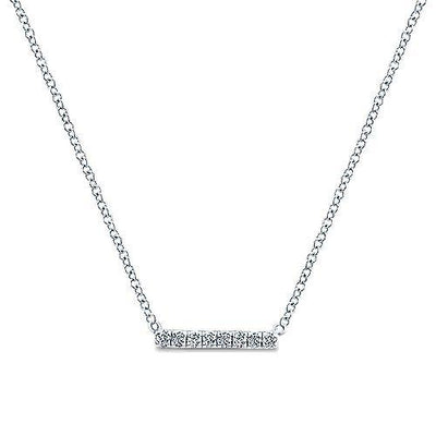 Pave Petite Bar Diamond Necklace .5 Cttw 14K White Gold