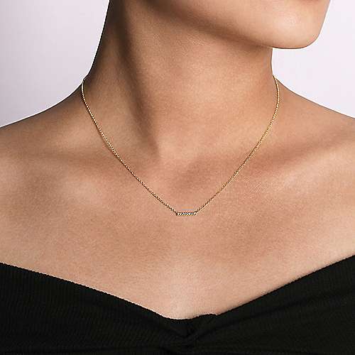 Pave Petite Bar Diamond Necklace .5 Cttw 14K White Gold