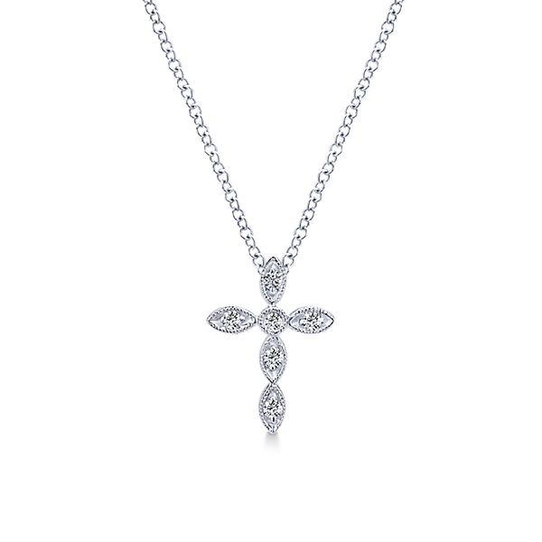 NECKLACES - 14K White Gold Petite Diamond Cross Necklace