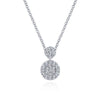 NECKLACES - 14K White Gold Stacked Double Circle Pave Diamond Cluster Necklace
