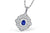 14K White Gold Filigree Blue Sapphire and Diamond Necklace