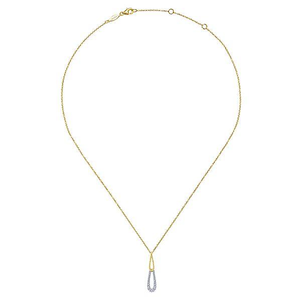 NECKLACES - 14K Yellow And White Gold Double Teardrop Diamond Necklace
