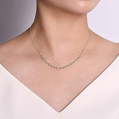 Scalloped Diamond Necklace 3/4 Cttw 14K Yellow Gold