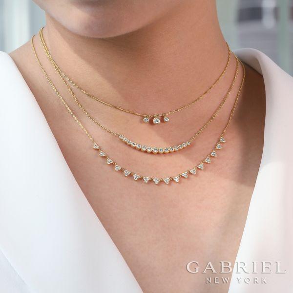 Scalloped Diamond Necklace 3/4 Cttw 14K Yellow Gold