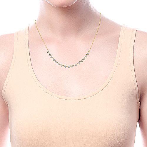 Scalloped Diamond Necklace 3/4 Cttw 14K Yellow Gold