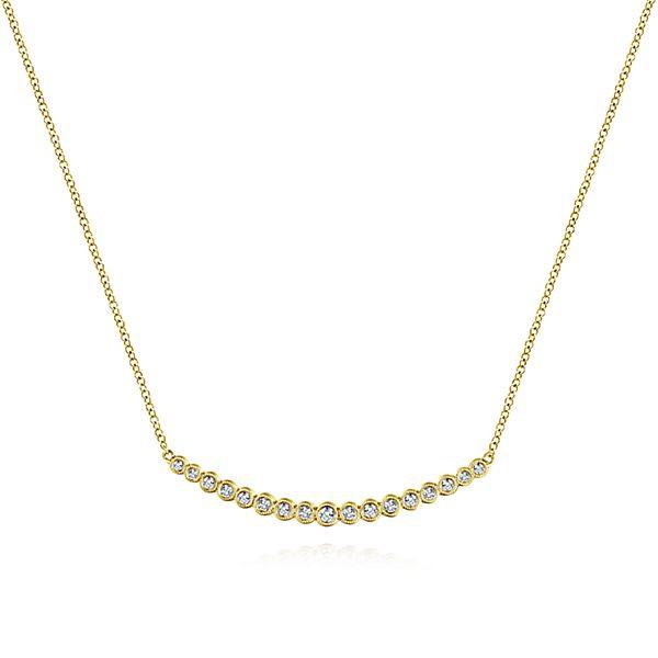 NECKLACES - 14K Yellow Gold Bezel Set 1/4cttw Diamond Bar Necklace