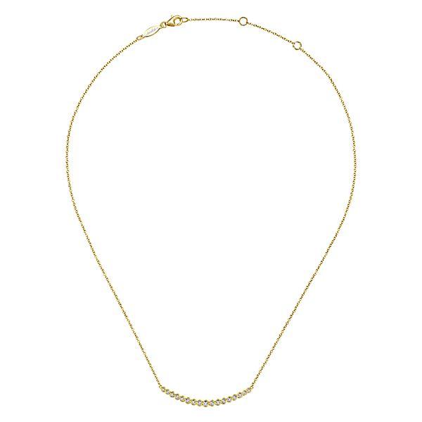 NECKLACES - 14K Yellow Gold Bezel Set 1/4cttw Diamond Bar Necklace