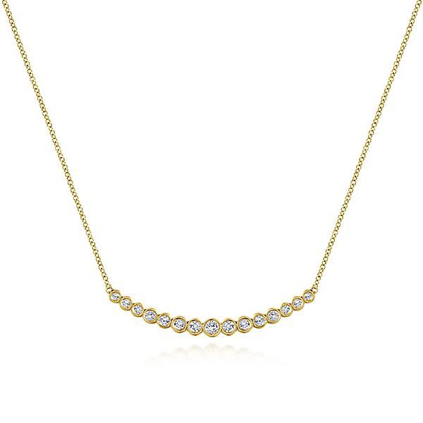 NECKLACES - 14K Yellow Gold Bezel Set Diamond Bar Necklace