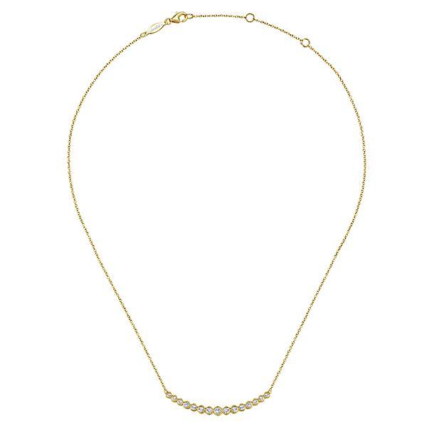 NECKLACES - 14K Yellow Gold Bezel Set Diamond Bar Necklace