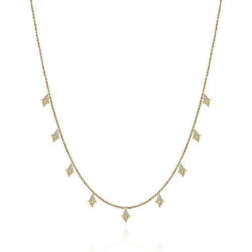 Dangle Station Diamond Necklace 14K Yellow Gold