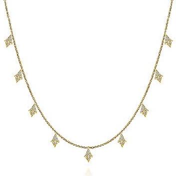 Dangle Station Diamond Necklace 14K Yellow Gold