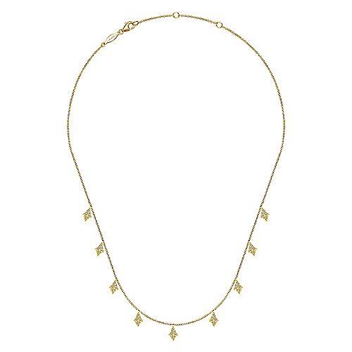 Dangle Station Diamond Necklace 14K Yellow Gold